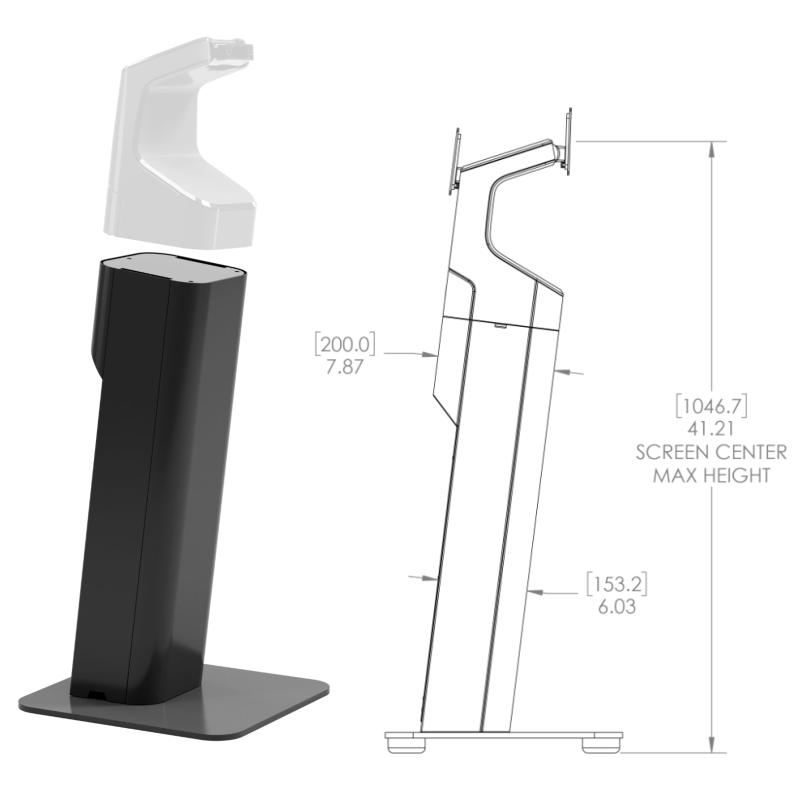 Zebra KC50, Self-Checkout-Doppeldisplayhalterung mit Standfu&szlig;