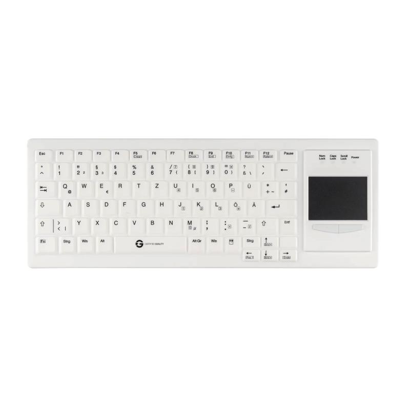 Tastatur Cleantype®  Xtra Touch Protect TKG-083-GCQ-TOUCH-IP68-WHITE-USB-DE IP68